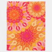 Couverture Polaire Mandala superposé orange rose jaune (Devant)