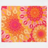 Couverture Polaire Mandala superposé orange rose jaune (Devant (Horizontal))