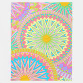 Couverture Polaire Mandala superposé rose bleu jaune menthe violet (Devant)