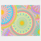 Couverture Polaire Mandala superposé rose bleu jaune menthe violet (Devant (Horizontal))