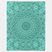 Couverture Polaire Mandala turquoise avec symétrie complexe (Devant)