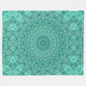 Couverture Polaire Mandala turquoise avec symétrie complexe (Devant (Horizontal))