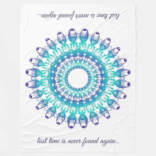 Couverture Polaire mandala turquoise ethnique. Texte (Devant)