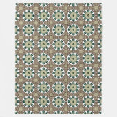 Couverture Polaire Mandala vert, blanc et marron (Devant)
