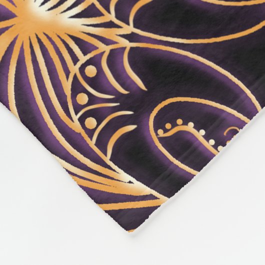 Couverture Polaire Mandala violet et jaune : dessin manuel (Coin)