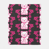 Couverture Polaire Maneki-neko japonais rose (Devant)