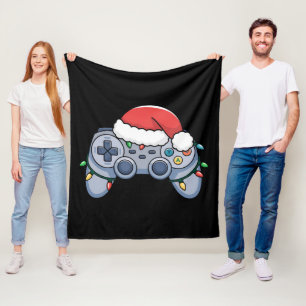 Couverture Polaire Manette de jeu vidéo chapeau de Noël Santa Gamer