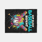 Couverture Polaire Manger Dormir Baseball Répéter Drôle Crème Glacée (Devant (Horizontal))