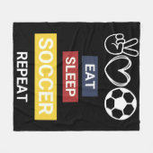 Couverture Polaire Manger, Dormir, Football, Répéter (Devant (Horizontal))