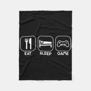 Couverture Polaire Manger Dormir Jeu Drôle Gamer Jeux Vidéo Cadeau Te
