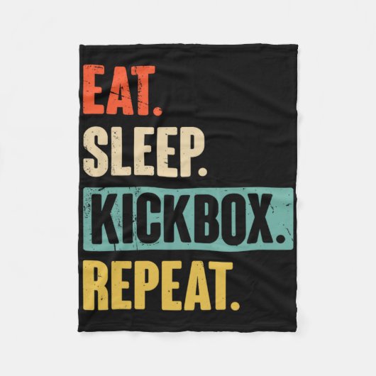 Couverture Polaire Manger Dormir Kickbox Répéter Rétro Kickboxing Box (Devant)