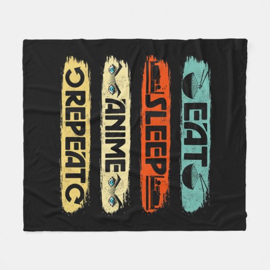 Couverture Polaire Manger Sleep Anime Répéter Ramen Kawaii Japonais M (Devant (Horizontal))