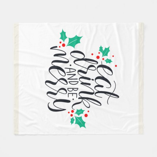 Couverture Polaire Mangez un verre et soyez joyeux Design (Devant (Horizontal))