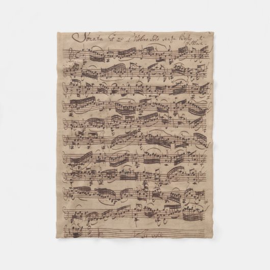 Couverture Polaire Manuscrit Bach Musique Feuille Antique (Devant)