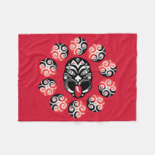 Couverture Polaire Maori Haka | Nouvelle-Zélande | Art natif | Tabl D (Devant (Horizontal))