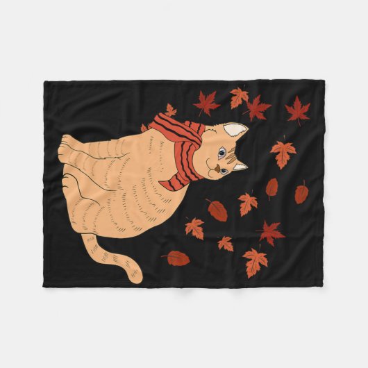 Couverture Polaire Maple Cat Leaf Automne Bonjour Automne Automne Fun (Devant (Horizontal))