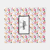 Couverture Polaire Maquillage Fille Chic Monogramme Joli Lashes Lipst (Devant (Horizontal))