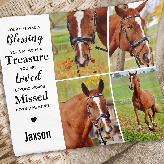 Couverture Polaire Marble Horse Pet Photo Memorial