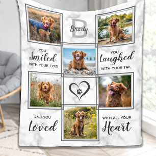 Couverture Polaire Marble Pet Memorial Keepsaké Photo Collage