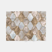 Couverture Polaire Marbre blanc de treillis marocain et or (Devant (Horizontal))