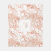 Couverture Polaire Marbre blanc d'or Rose Monogramme personnalisé (Devant)