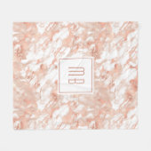 Couverture Polaire Marbre blanc d'or Rose Monogramme personnalisé (Devant (Horizontal))