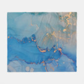 Couverture Polaire marbre bleu Abstrait avec or parties scintillant (Devant (Horizontal))