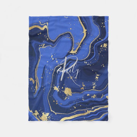 Couverture Polaire Marbre d'agate blanc pourpre Nom Abstrait Monogram (Devant)