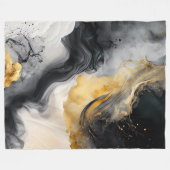 Couverture Polaire Marbre d'aquarelle noir et or (Devant (Horizontal))