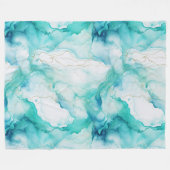 Couverture Polaire Marbre d'encre Mint Aqua (Devant (Horizontal))