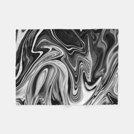 Couverture Polaire Marbre élégant 7 - liquide noir et blanc (Devant (Horizontal))