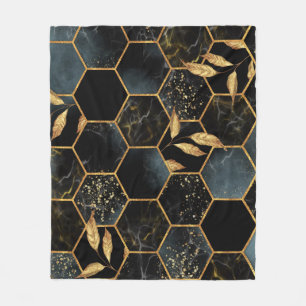 Couverture Polaire Marbre et or élégant : Texture Hexagon Abstraite