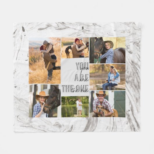 Couverture Polaire Marbre gris Vous êtes le One 7 Photo Collage (Devant (Horizontal))