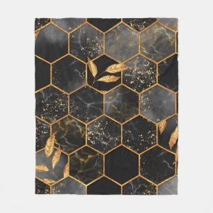 Couverture Polaire Marbre hexagone texture transparente avec feuilles
