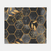Couverture Polaire Marbre hexagone texture transparente avec feuilles (Devant (Horizontal))