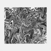 Couverture Polaire Marbre Liquide Abstrait Noir et Blanc (Devant (Horizontal))
