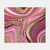 Couverture Polaire Marbre liquide : Rouge or Abstrait. (Devant (Horizontal))