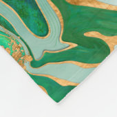 Couverture Polaire Marbre liquide vert et or abstrait (Coin)