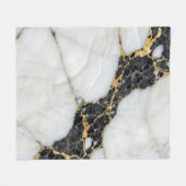 Couverture Polaire Marbre Luxe Noir Blanc Or (Devant (Horizontal))