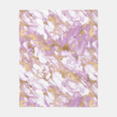 Couverture Polaire Marbre Moderne Violet Clair, Blanc et Or (Devant)