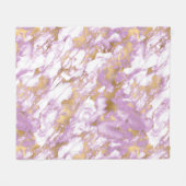 Couverture Polaire Marbre Moderne Violet Clair, Blanc et Or (Devant (Horizontal))