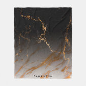 Couverture Polaire Marbre noir et blanc (Devant)