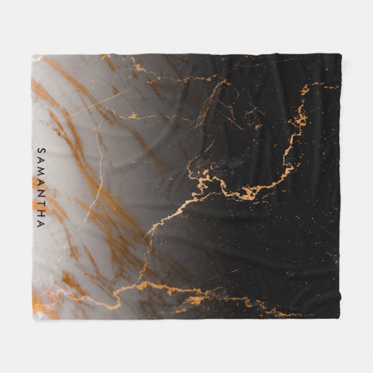 Couverture Polaire Marbre noir et blanc (Devant (Horizontal))