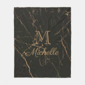 Couverture Polaire Marbre noir et d'or (Devant)