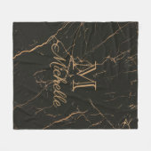 Couverture Polaire Marbre noir et d'or (Devant (Horizontal))