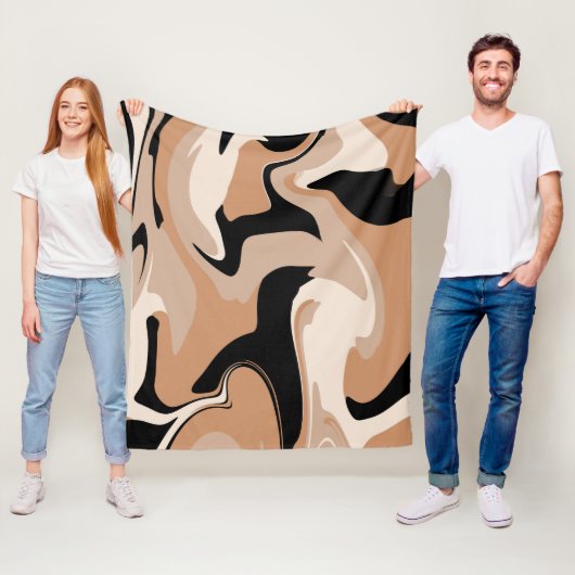 Couverture Polaire Marbre noir et marbre tan Motif (En situation)