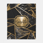 Couverture Polaire Marbre noir et Parties scintillant Mosaïque géomét (Devant)