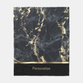 Couverture Polaire Marbre noir, gris et or (Devant)