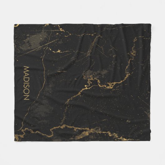 Couverture Polaire Marbre noir or (Devant (Horizontal))