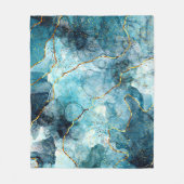 Couverture Polaire Marbre pailleté bleu et or (Devant)
